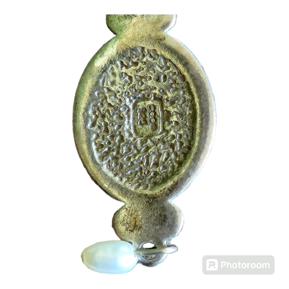 Sterling Silver, Turquoise, and Freshwater Pearl Drop Earrings - Picture 3 of 4